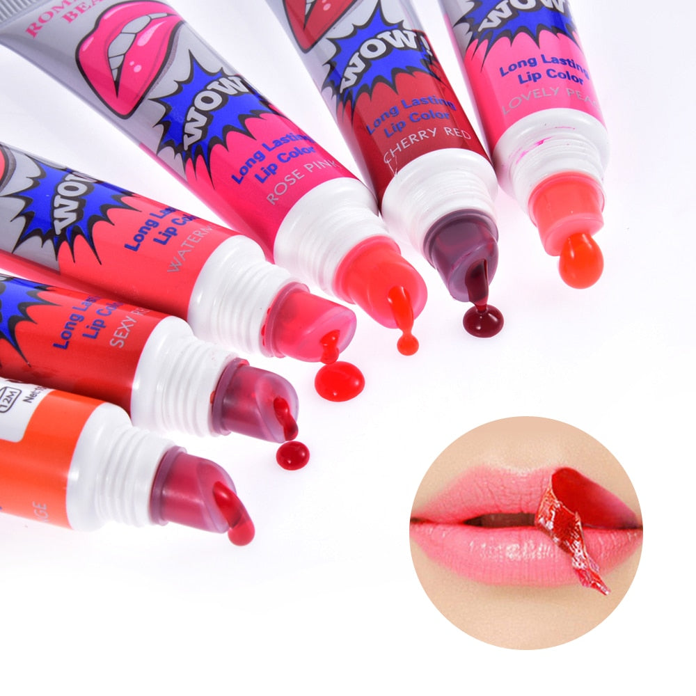 New 6 Colors Peel Off Liquid Lipstick Waterproof Long Lasting Lip Gloss Tear Off Makeup Tattoo Lip Gloss Lip Tint Cosmetic