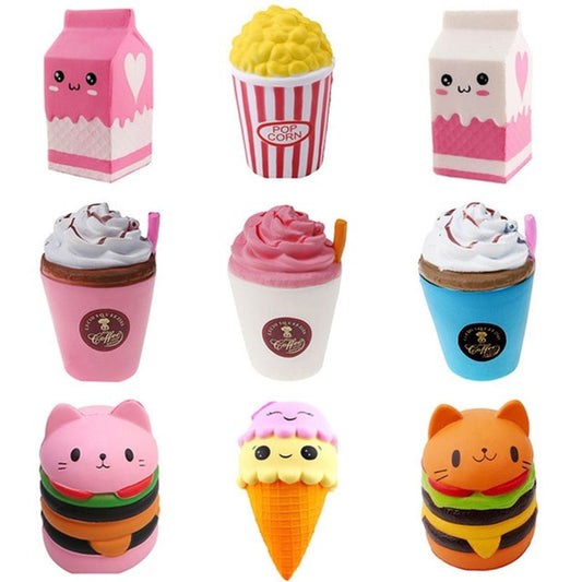 Jumbo Söt Popcorn Cake Hamburger Squishy Unicorn Milk Slow Rising Squeeze Toy Doftande stressavlastning för barn Rolig presentleksak