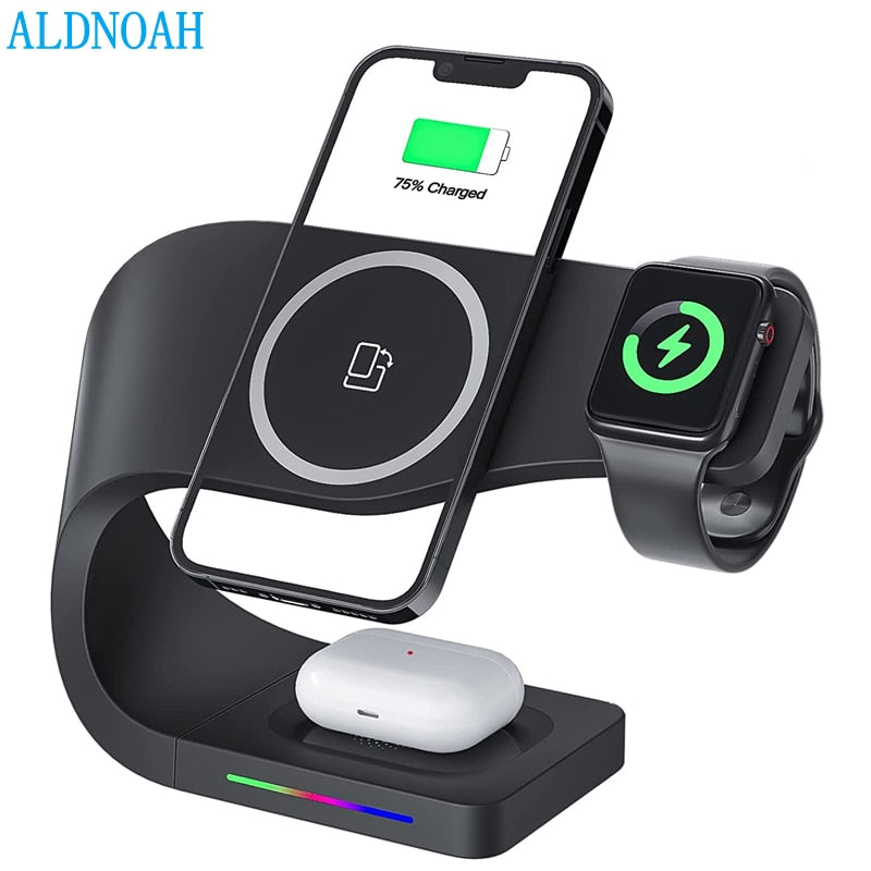 3 in 1 Wireless Chargers Stand For iPhone 14 13 12 Pro Max Mini Magnetic Charging Dock Station For Airpods Apple watch 8 Charger